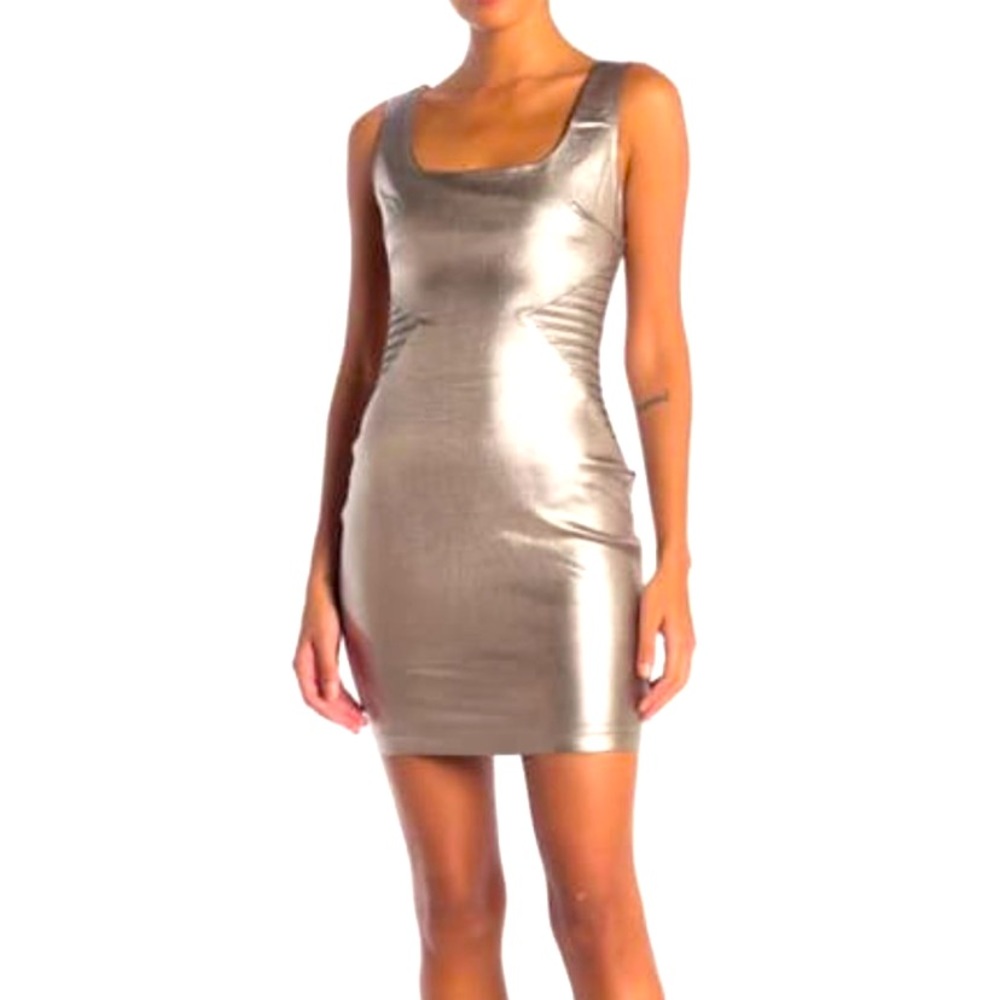 NWT Ooberswank Rose Gold Coated Moto Dress